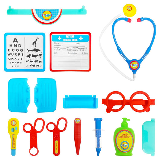 VGRASSP 18 Pcs Doctor Suitcase Set Toy for Kids - Pretend Playset with Doctor Instruments for Boys and Girls - Birthday Gift - Color As Per Stock