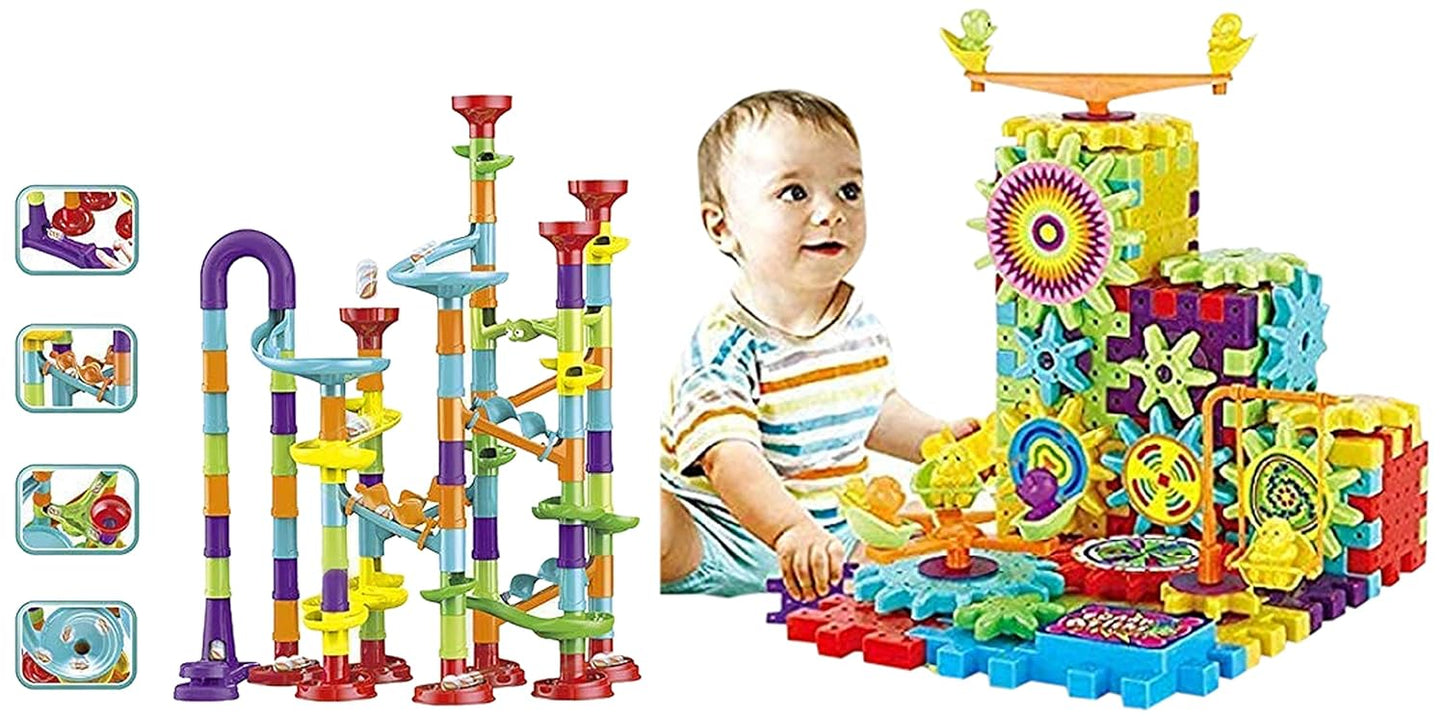 Chocozone Marble Run Track 108 Piece Marble Maze Building Sets Challenge Levels for STEM Learning, Educational Building Blocks Toys for 5 Years Old Toys for Kids