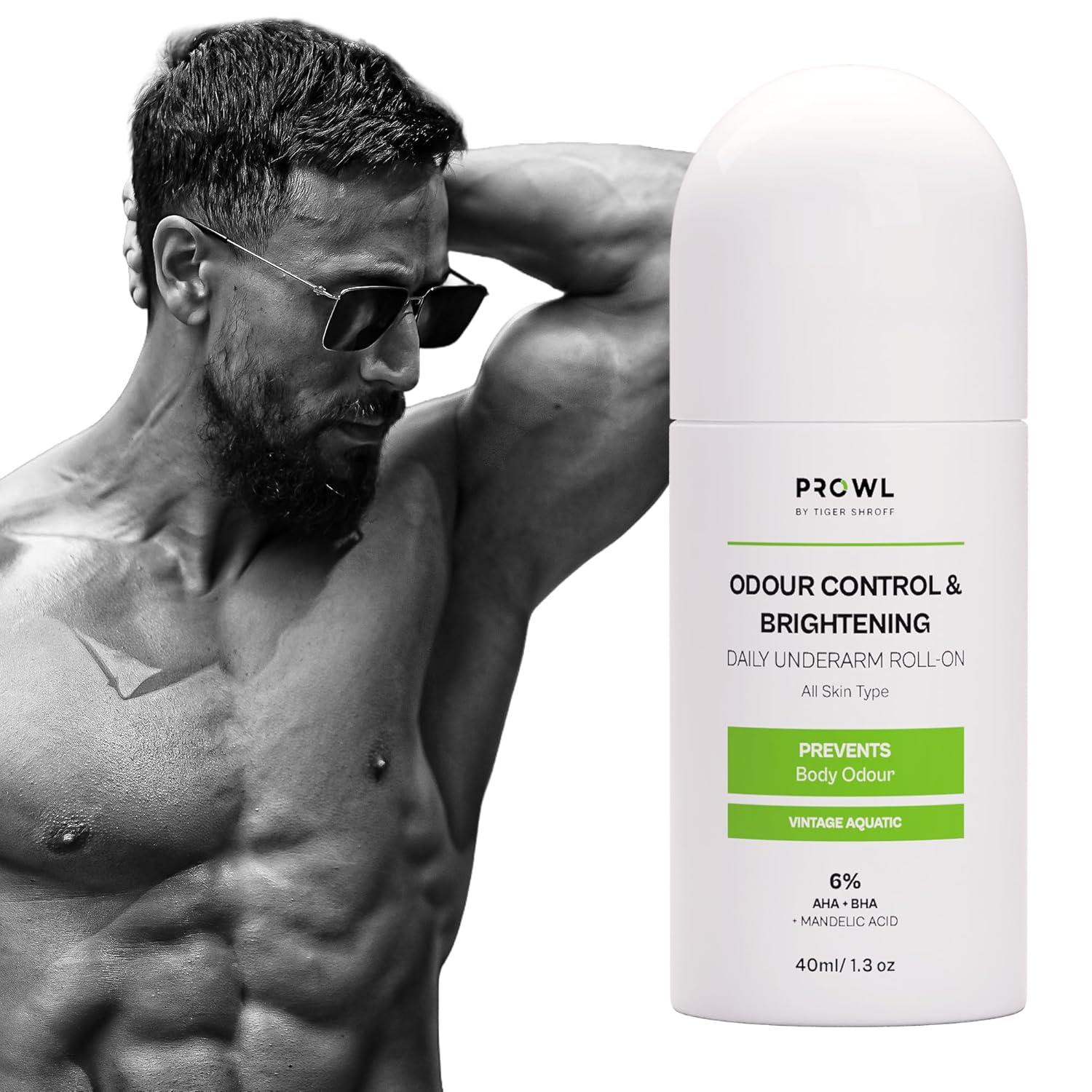 PROWL Men's AHA BHA Underarm Roll-On Deodorant, 40ml