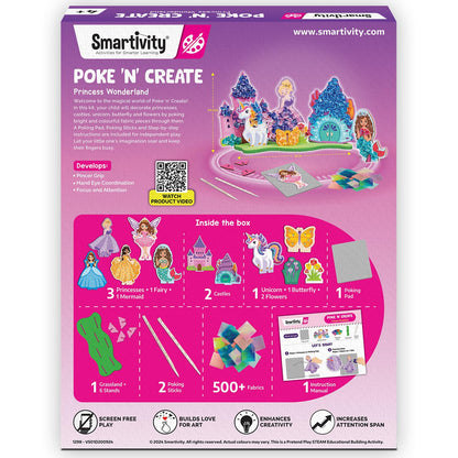 Smartivity Art & Craft Kit - Poke Art Princess Wonderland for Kids Ages 4, 5, 6, 7, 8, 9, 10 Years Old, Create 5 Princesses, 2 Castles & Unicorn, Smart Birthday Gift for Girls & Boys, Fun Activity Kit