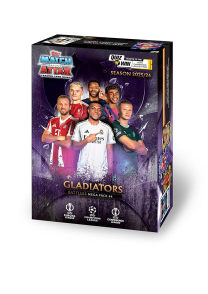 Topps UEFA Champions League Match Attax 2025-26 Trading and Collectible Card Game (Mega Pack Gladiators - Warriors)