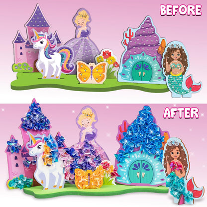 Smartivity Art & Craft Kit - Poke Art Princess Wonderland for Kids Ages 4, 5, 6, 7, 8, 9, 10 Years Old, Create 5 Princesses, 2 Castles & Unicorn, Smart Birthday Gift for Girls & Boys, Fun Activity Kit