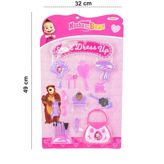 Asian Masha Bear Dress Up & Makeup Kit – Kids Cosmetic Play Set for Girls | Pretend Makeup, Jewelry & Dress-Up Fun | Ages 3+