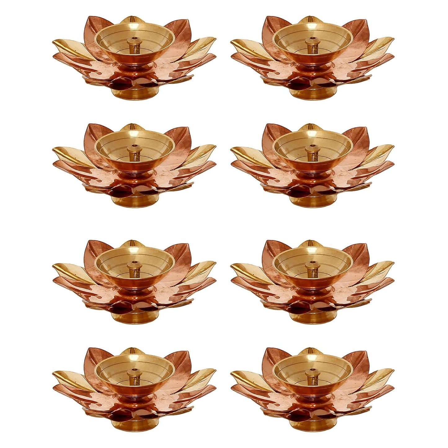 eCraftIndia Golden Lotus Flower Shape Decorative Brass Diya for Diwali Pooja | Diwali Diya for Puja | Housewarming, Diwali Gift Item | Diwali Decoration Items for Home Decor