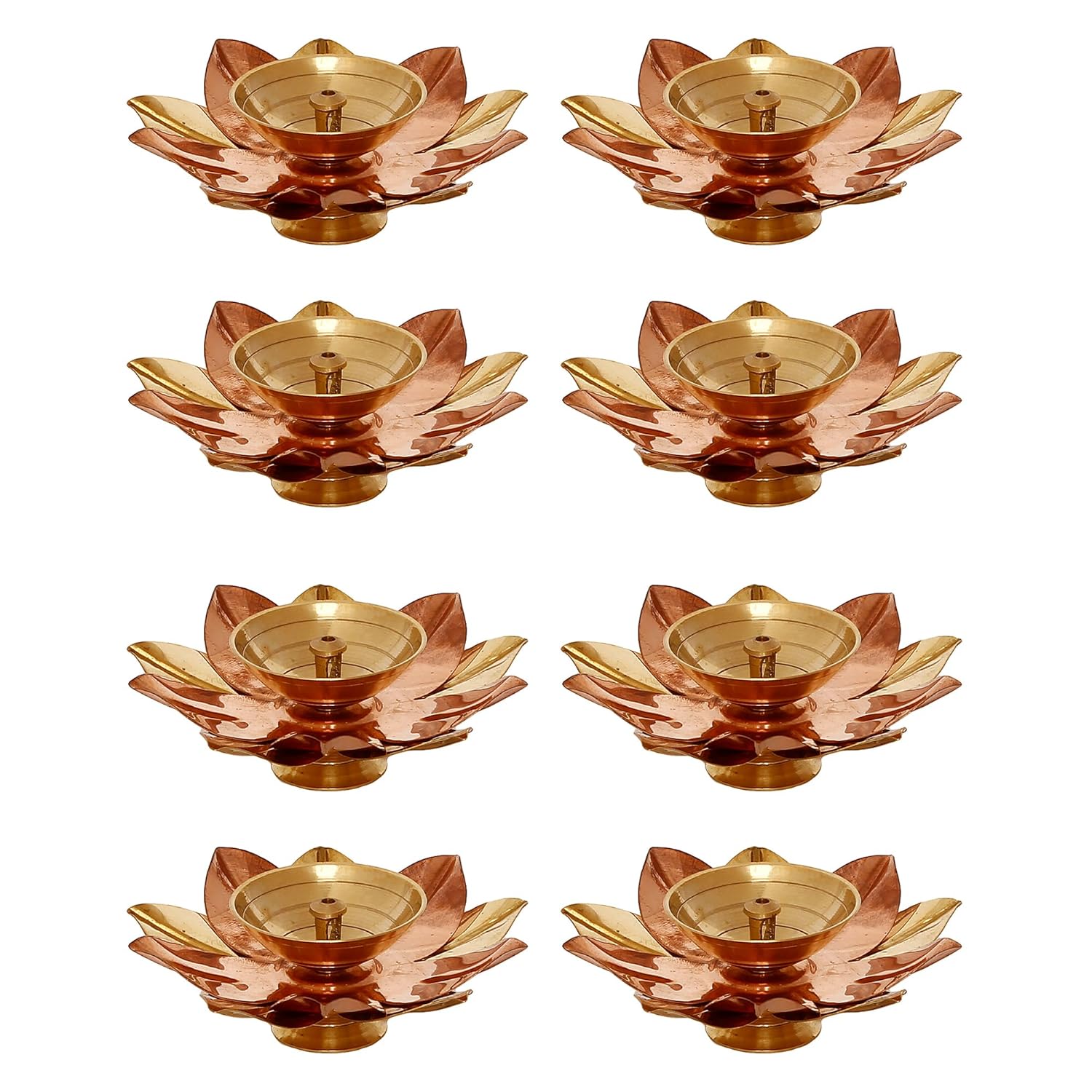 eCraftIndia Golden Lotus Flower Shape Decorative Brass Diya for Diwali Pooja | Diwali Diya for Puja | Housewarming, Diwali Gift Item | Diwali Decoration Items for Home Decor