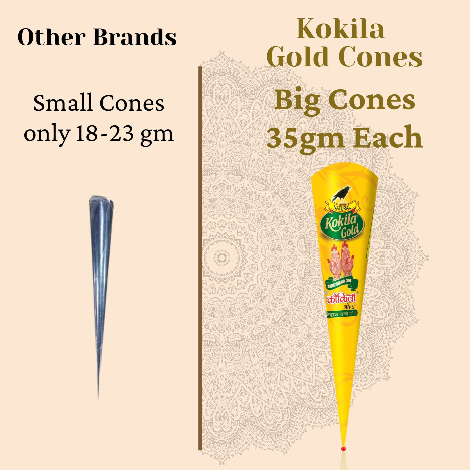 Kokila Bridal Special Premium Gold Mehendi Cones
