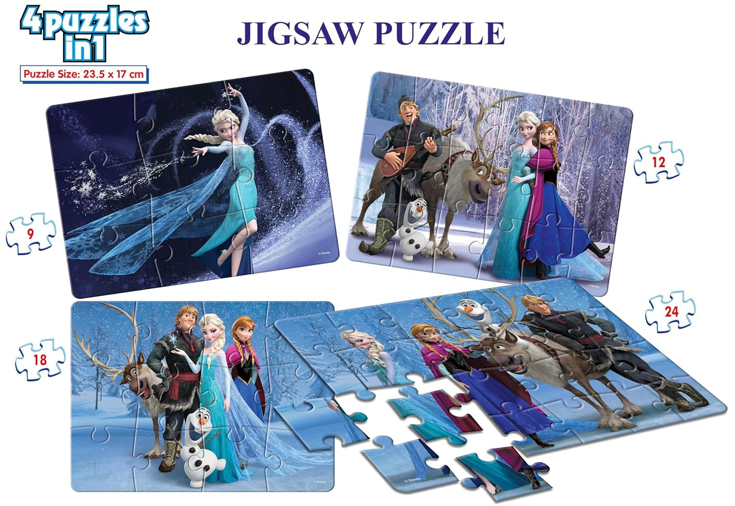 Frank Disney Frozen - A Set of 4 Jigsaw Puzzle for Kids Above 3+ Years - Fun & Challenging Brain Booster Games | Educational Game for Focus and Memory - 12908