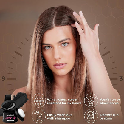 Wazdorf Black Hair Powder - Conceals Grey Roots & Bald Spots, 4g