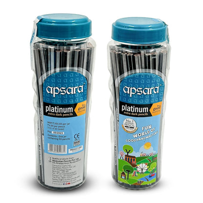 Apsara Platinum Pencil Jar, Smooth Writing & Non-slip Grip, Quality Wood, Easy Sharpening, Convenient for Students, Professionals (Pack of 50)