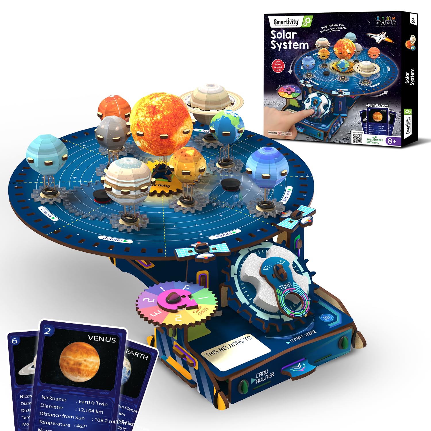 Smartivity DIY Solar System Kit | Gear-Driven Working Model of Planets | Birthday Gift for Boys & Girls 8-14 YearsI Build, Rotate & Explore Astronomy | Learn Solar System & Science Facts