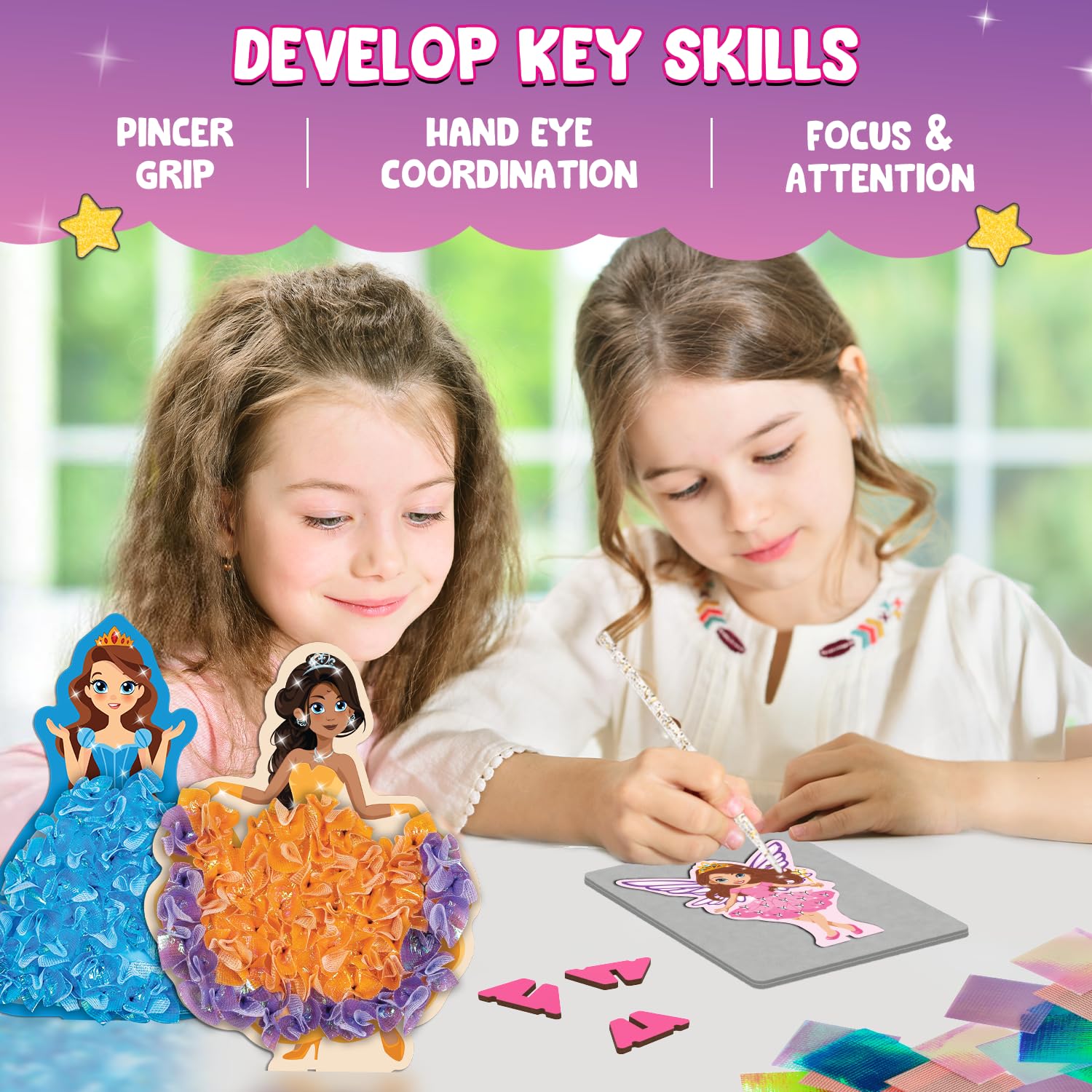 Smartivity Art & Craft Kit - Poke Art Princess Wonderland for Kids Ages 4, 5, 6, 7, 8, 9, 10 Years Old, Create 5 Princesses, 2 Castles & Unicorn, Smart Birthday Gift for Girls & Boys, Fun Activity Kit