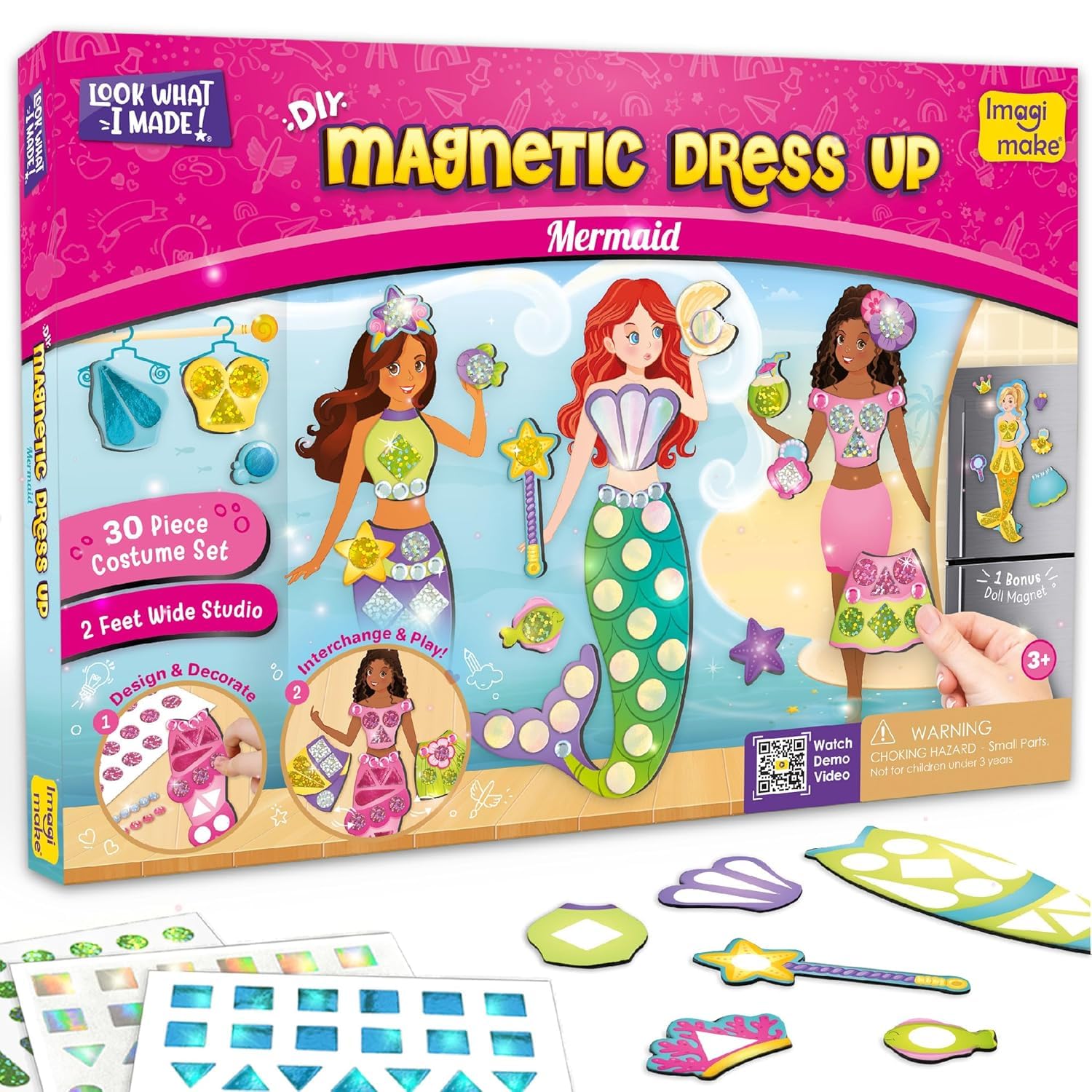 Imagimake DIY Magnetic Dress-Up Princess |Pretend Play Toys for Girls | 30 Magnetic Dresses & Accessories | Interchange & Create Unlimited Outfits | Birthday Gift for Girls Ages 3,4,5,6,7,Multicolour 3. Magnetic Dress-Up Mermaid