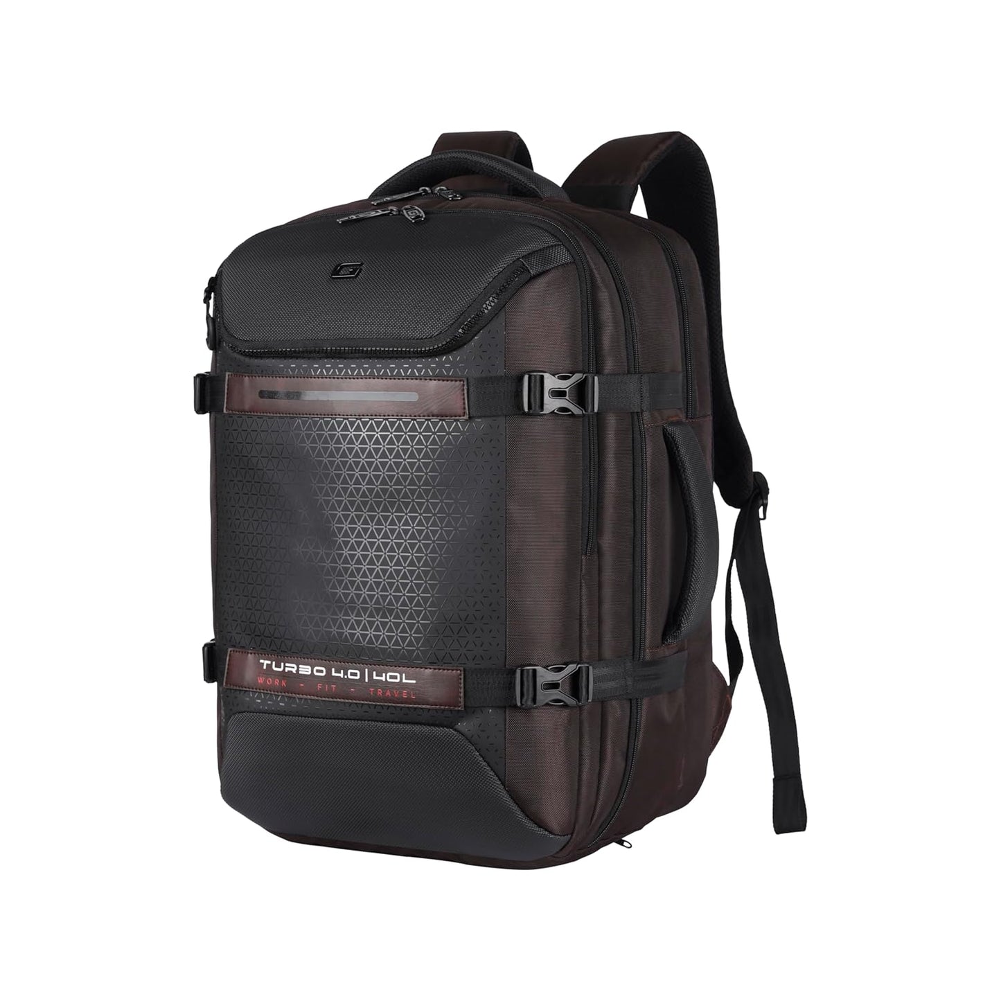 Gear Turbo 4 19"/40L Anti Theft Large Water Resistant 4 Compartment Laptop Backpack with Raincover/Casual Backpack/Daypack/Travel Backpack/College Bag For Men/Women(Brown-Black)