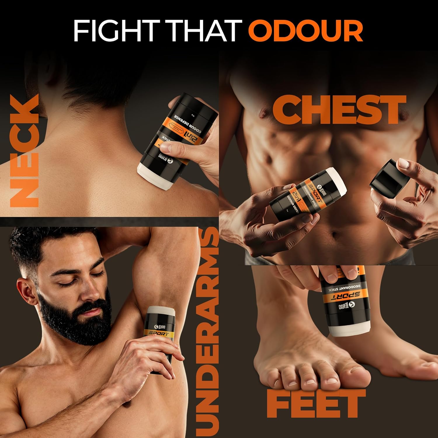 Beardo Sport Deodorant Stick for Men 75g - Energizing Odor Defense