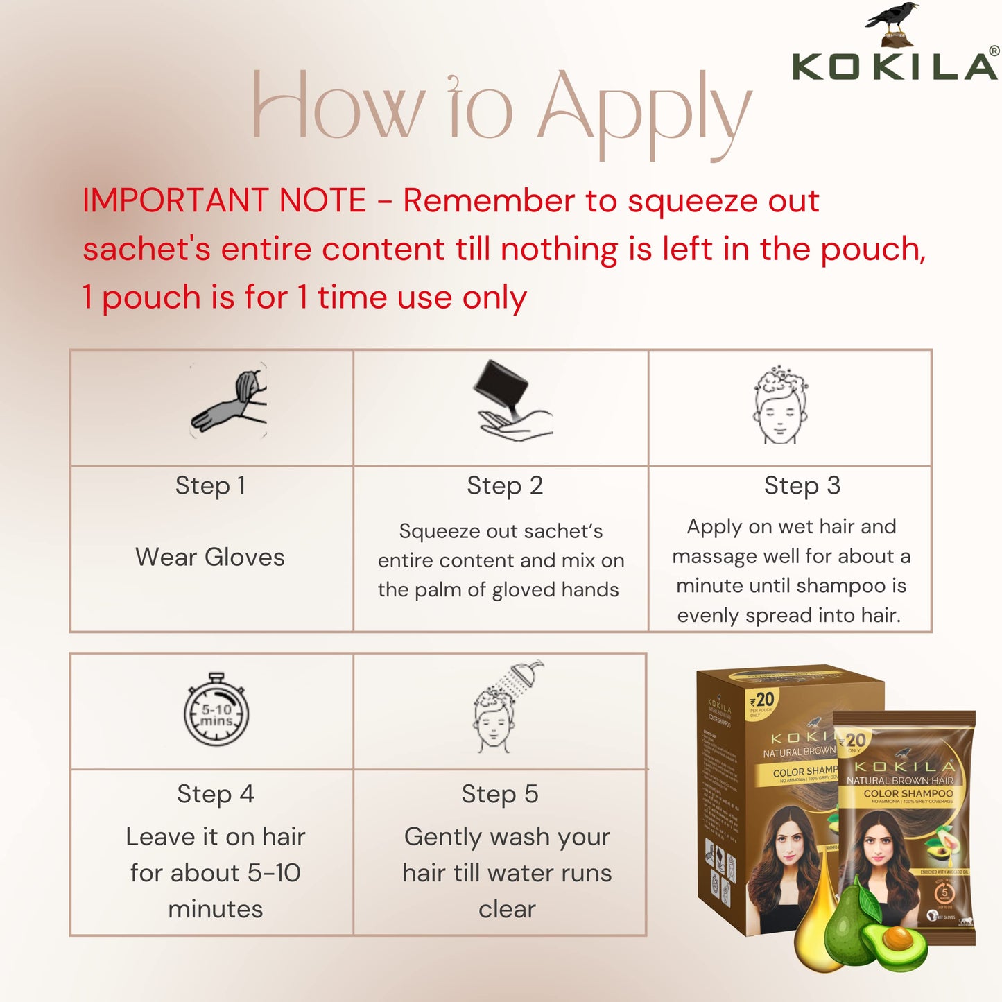 Kokila Insta Shampoo Hair Colour For Men & Women