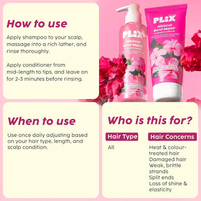 Hibiscus Bond Repair Shampoo & Conditioner Set with FiberHance™ & TechnoHYAL