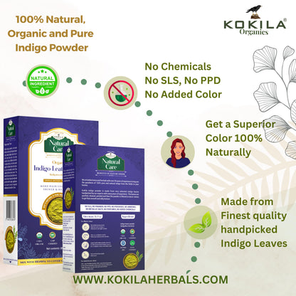 Kokila Indigo Powder 100% Naturals & Organic Hair Coloring, Protects Hair From Damage
