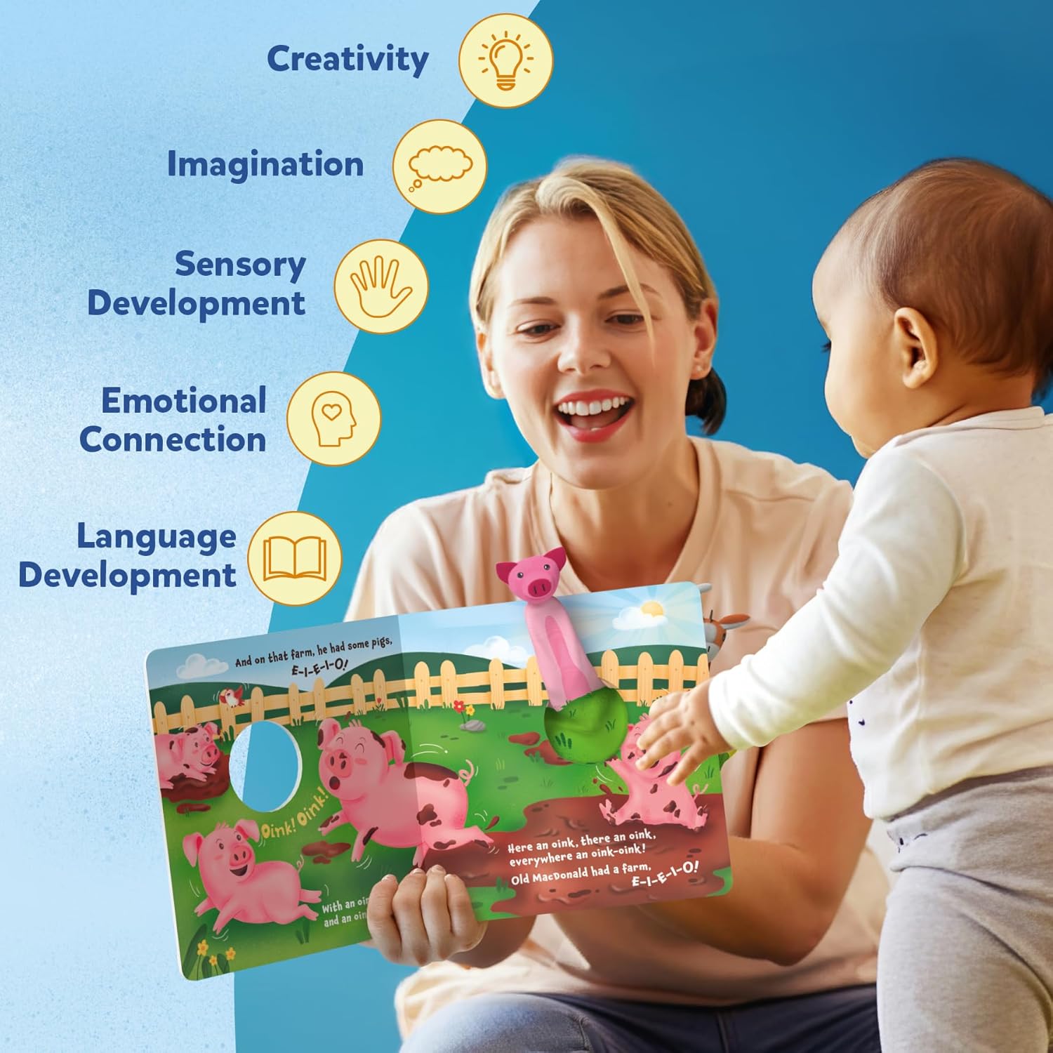 Skillmatics Cloth Puppet Book - Old Macdonald Had a Farm, Interactive Finger Puppets for Infants & Toddlers, Early Learning & Sensory Toys, Nursery Rhyme, Gifts for Babies Ages 6 Months to 2 Years