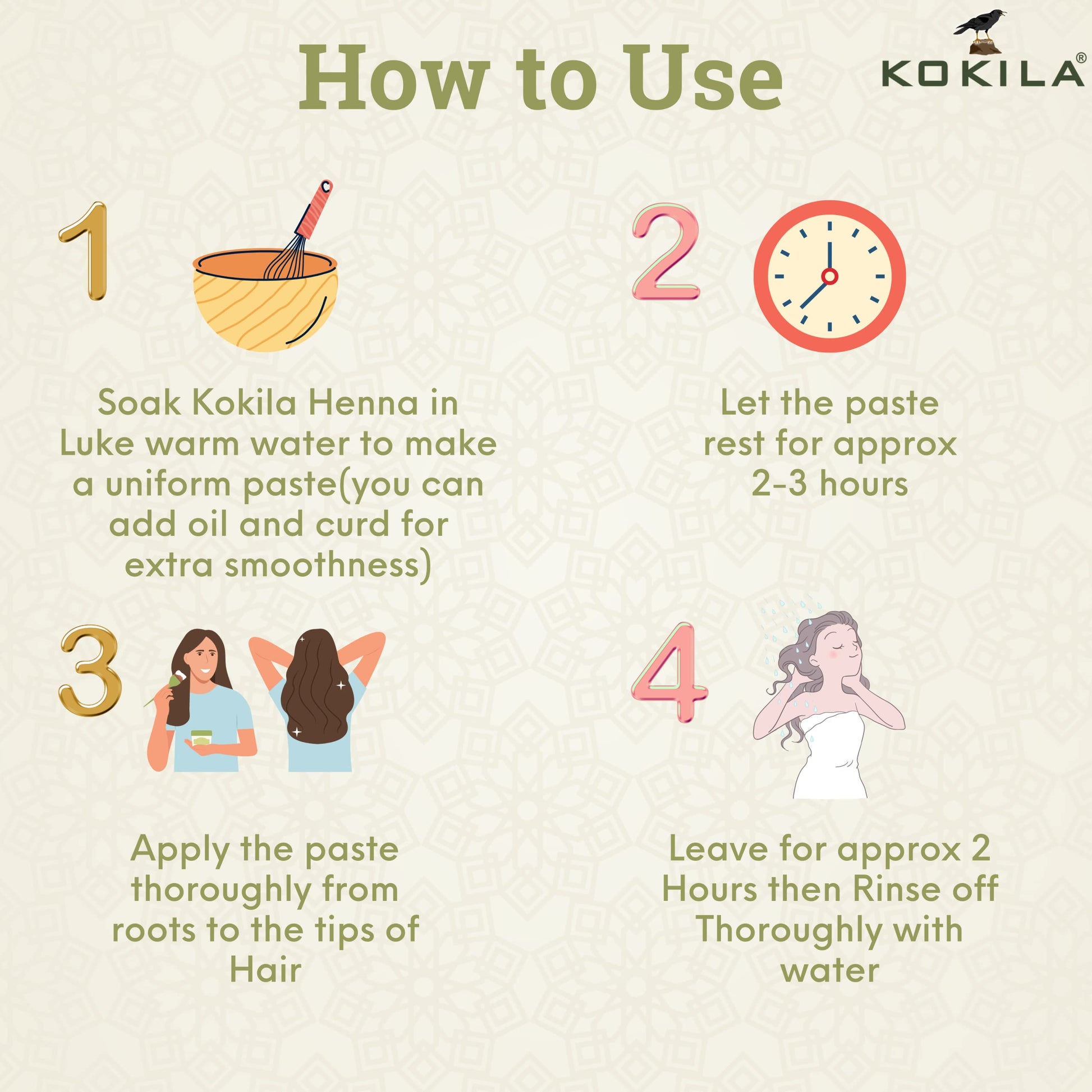 Kokila 100% Natural & Herbal Henna Mehandi Powder With 6 Ayurvedic Herbs, Organic Hair Colour