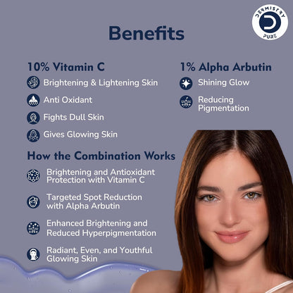 Vitamin C & Alpha Arbutin Face Serum for Dark Spots & Uneven Skin, 30ml