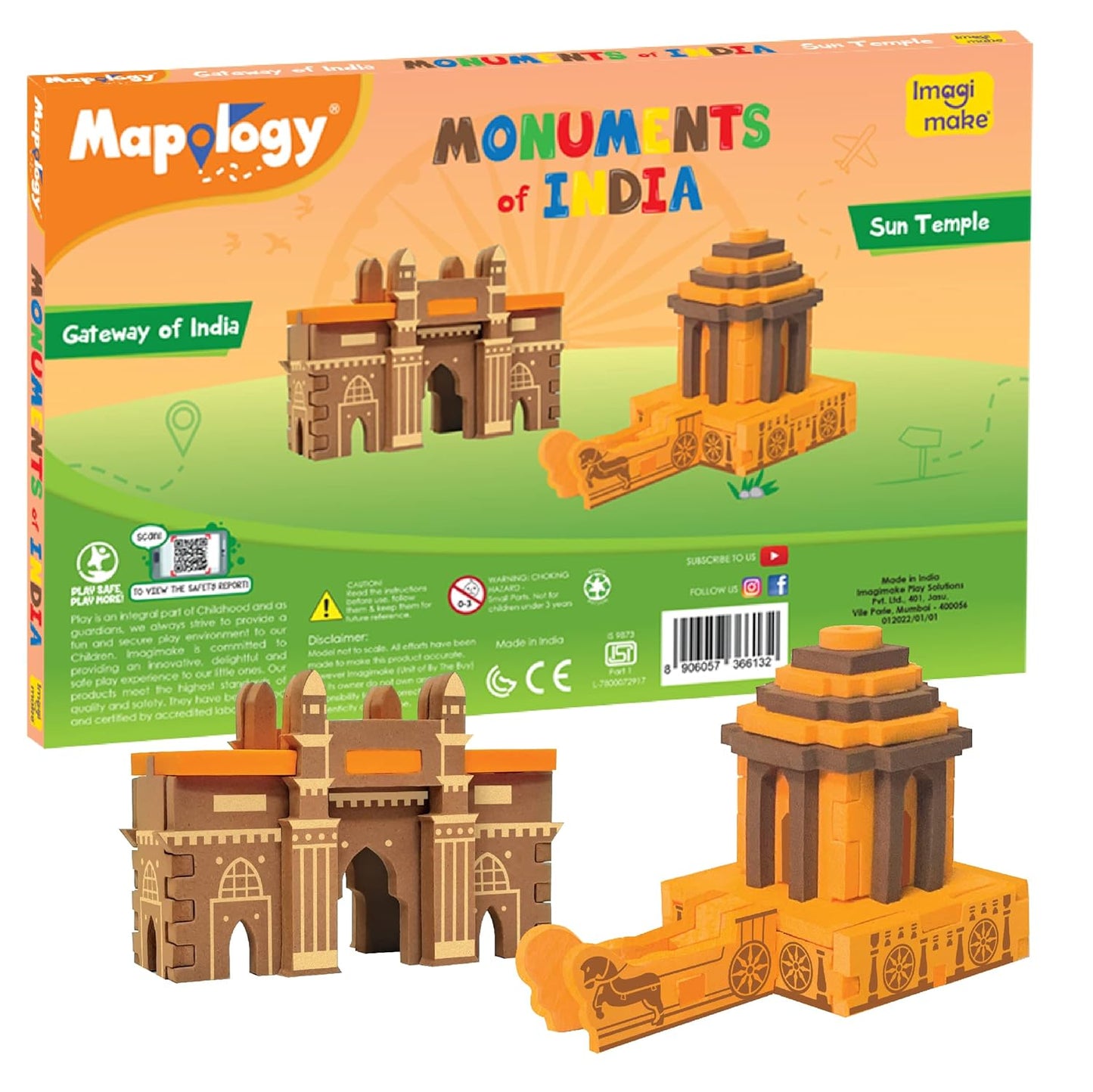 Imagimake Eva Foam Mapology Monuments Of India - Red Fort & Hawa Mahal - Construction Set - Educational Toy For Boys & Girls Above 5 Years (Red Fort & Hawa Mahal)