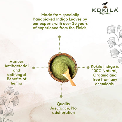 Kokila Indigo Powder 100% Naturals & Organic Hair Coloring, Protects Hair From Damage