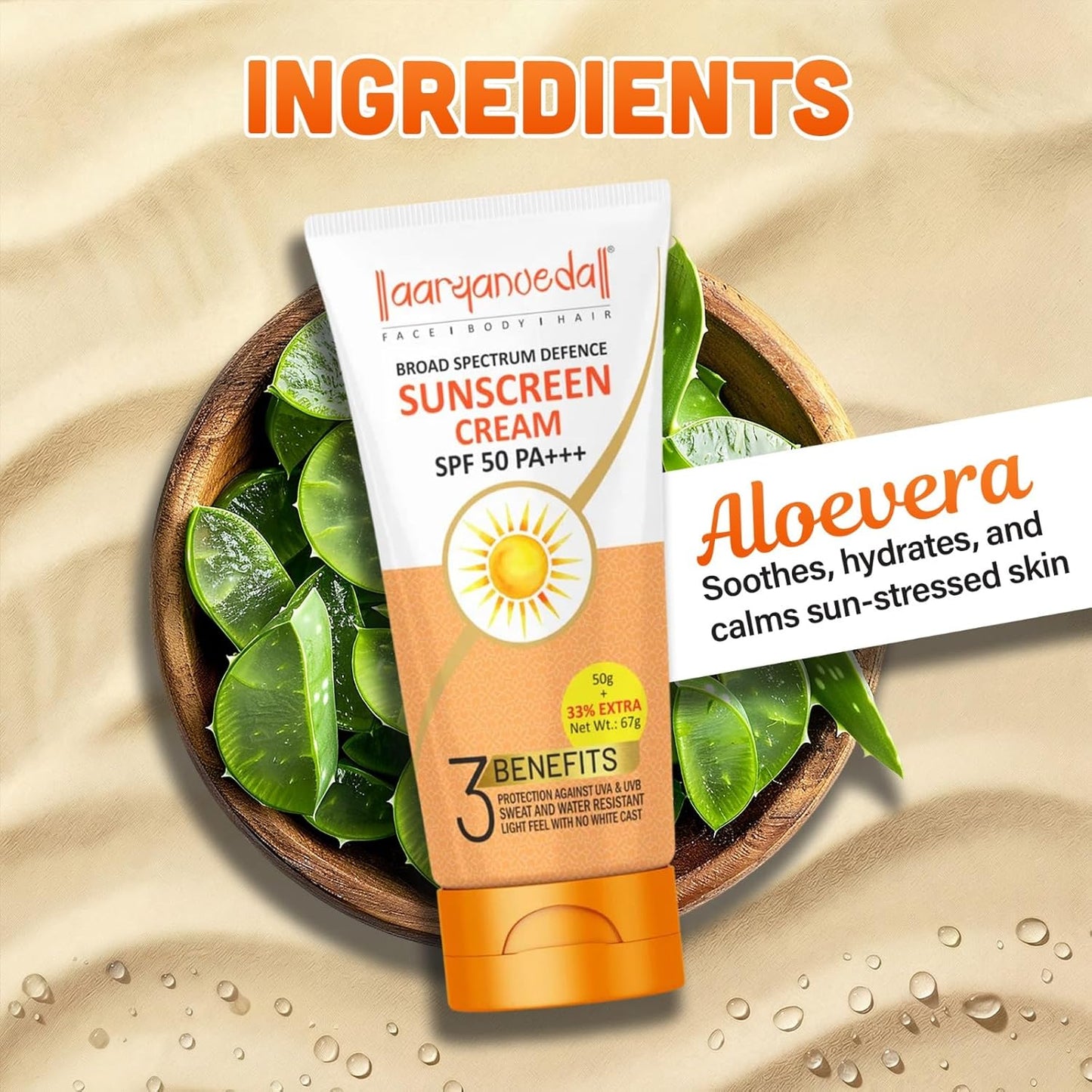 SPF 50 PA+++ Sunscreen Cream for Men & Women | Matte Finish | No White Cast | Water Resistant | Broad Spectrum UVA UVB Protection 67gm Pack Of 2