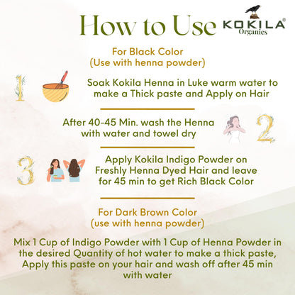 Kokila Indigo Powder 100% Naturals & Organic Hair Coloring, Protects Hair From Damage