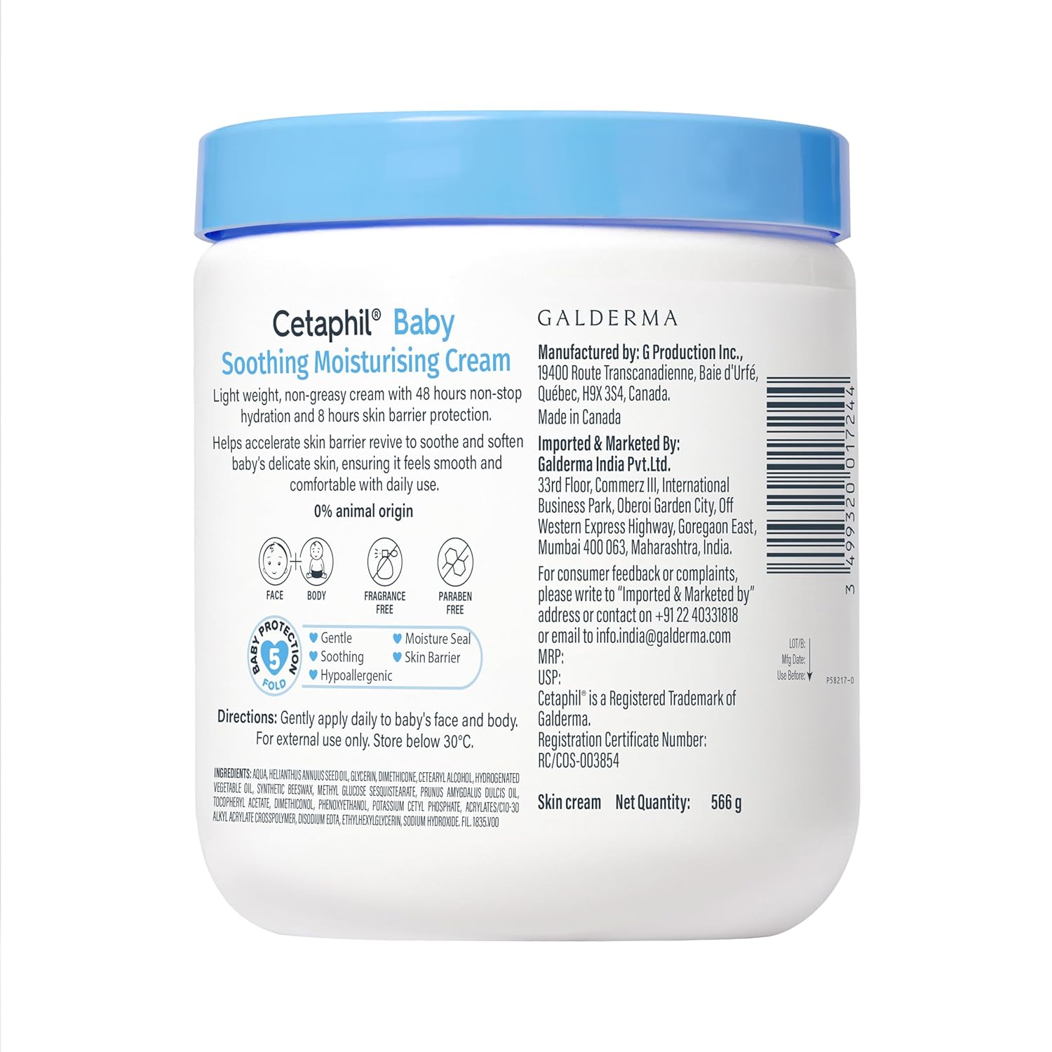 Cetaphil Baby Soothing Moisturising Cream - (566gm)