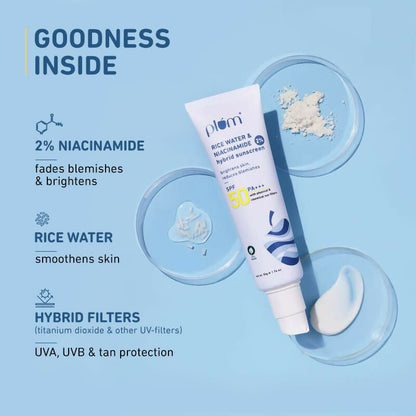 Plum 2% Niacinamide Sunscreen SPF 50 PA+++ UVA/B - Reduces Tan, No White Cast, Dermat Tested