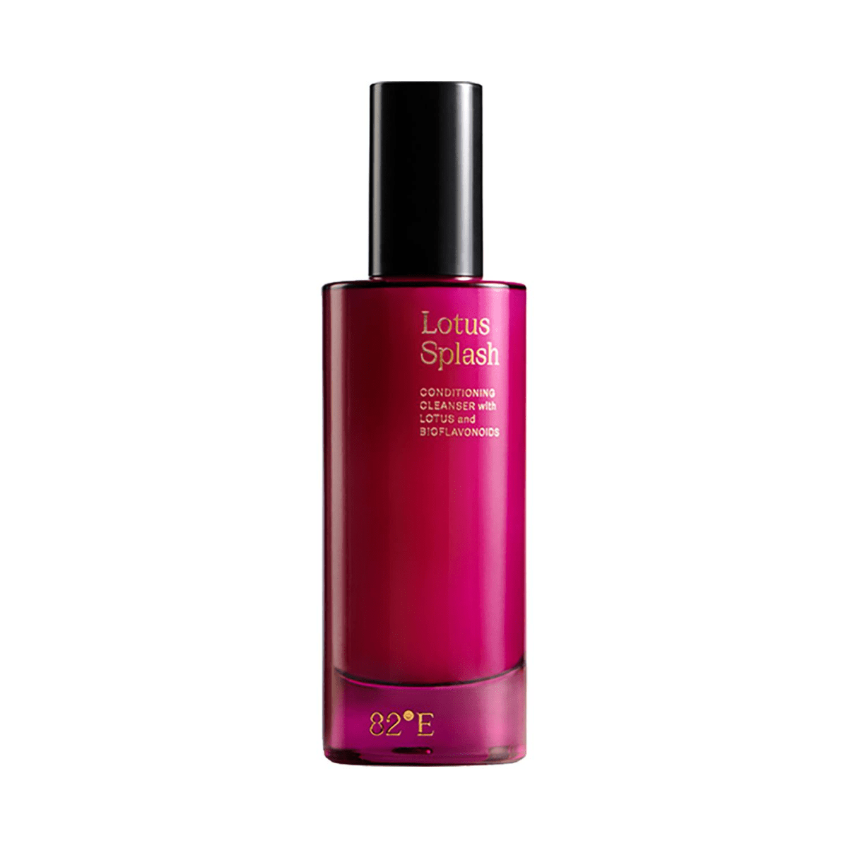 A red pump bottle of 82°E by Deepika Padukone Lotus Splash Conditioning Cleanser.