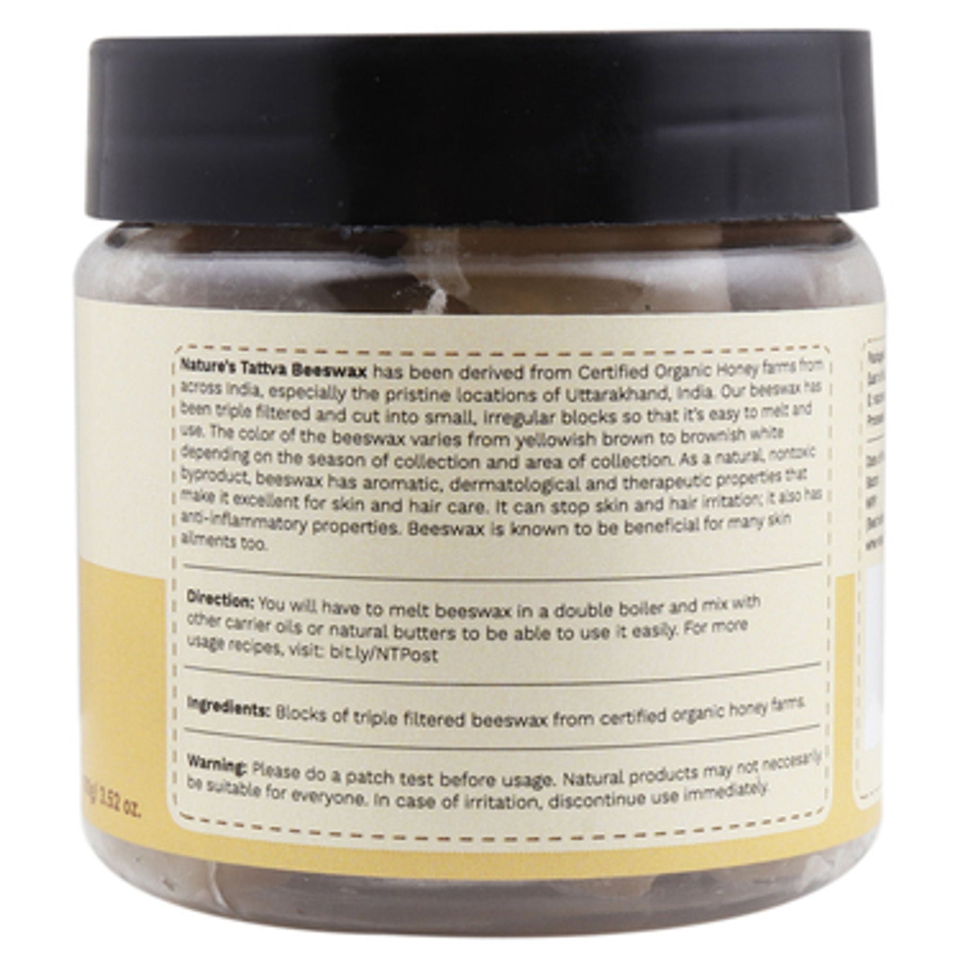 Tattvalogy Pure Beeswax Blocks in Jar Packaging, Perfect for Making Lip Balm, Lotion Bars
