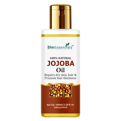 She Essentials Pure Cold Pressed Natural Unrefined Jojoba Oil For Face, Hair & Skin