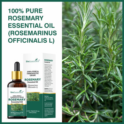 She Essentials Rosemary Essential Oil For Hair Growth & Longer Hair - 100% Pure & Natural