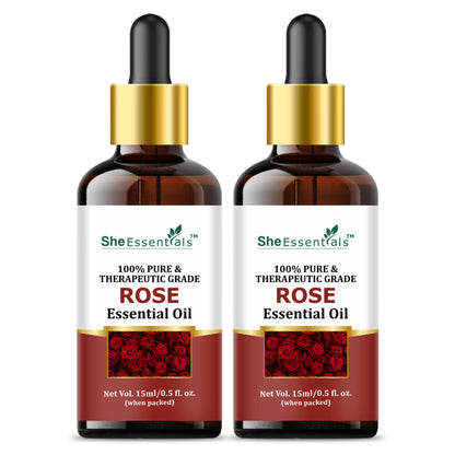 She Essentials Rose Essential Oil For Glowing & Brightening Skin - 100% Natural
