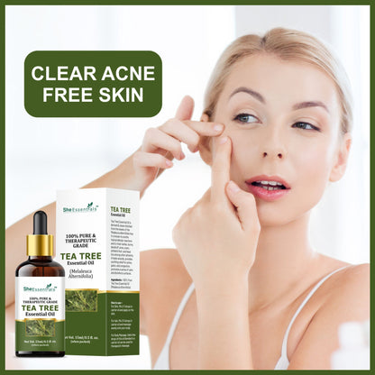 She Essentials Rose Oil & Tea Tree Essential Oil Combo - Hair & Skin