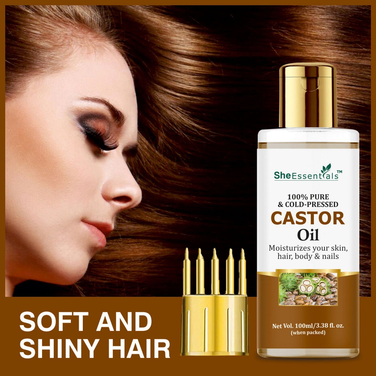 She Essentials Rosemary Essential Oil & Castor Oil Combo For Haircare & Skincare