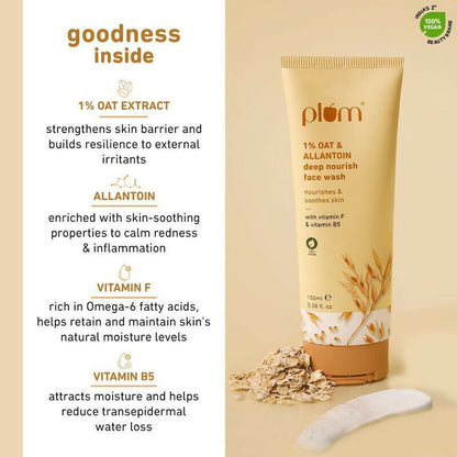 Plum 1% Oat Allantoin Deep Nourish Face Wash With Vitamin F & Vitamin B5