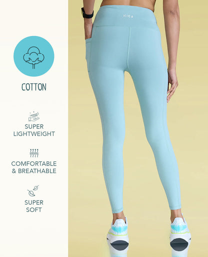 High-Waist Everyday Cotton Blend Leggings with Pockets