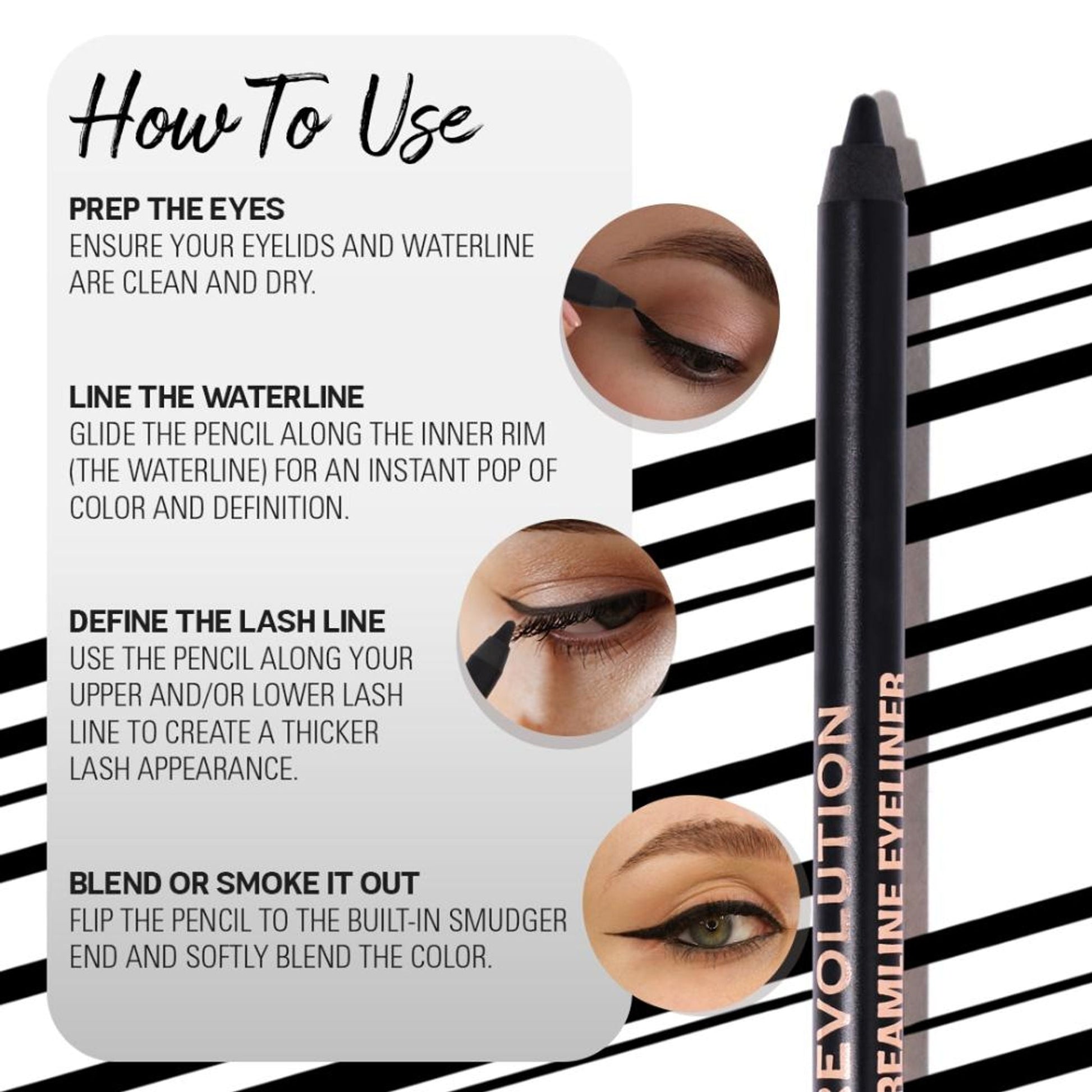 Makeup Revolution Streamline Waterline Eyeliner Pencil-Ultra Creamy Smudge Proof Smokey Looks - White
