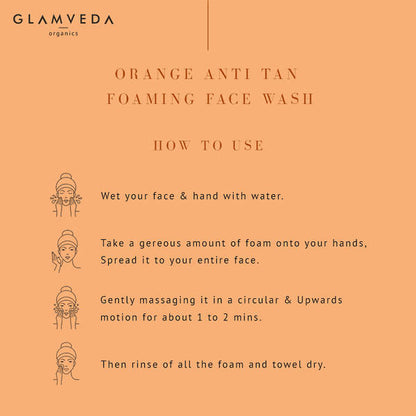 Glamveda Orange Anti Tan Foaming Face Wash