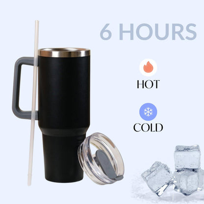 Nestasia Tumbler with Handle Straw & Lid - 1.2L (Black)