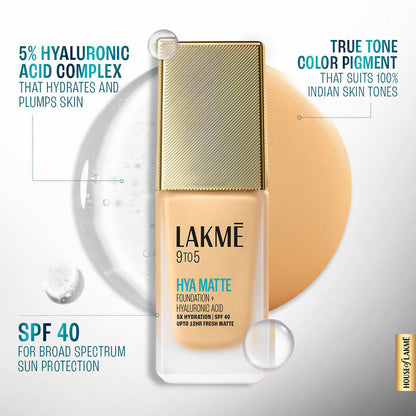Lakme 9 To 5 Hya Matte Foundation + Hyaluronic Acid - Neutral Almond