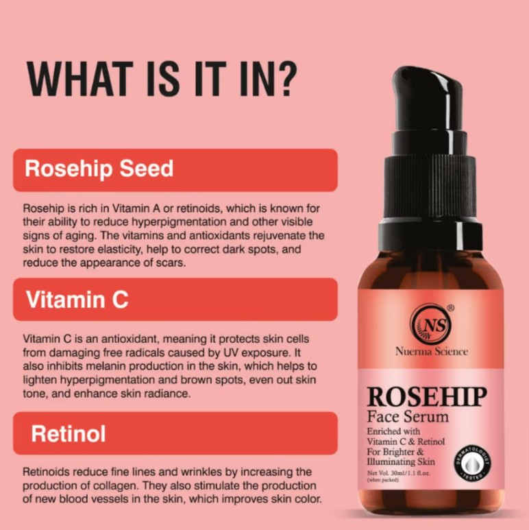 Nuerma Science Rosehip Face Serum | Hydrates, Reduces Scars & Corrects Fine Lines