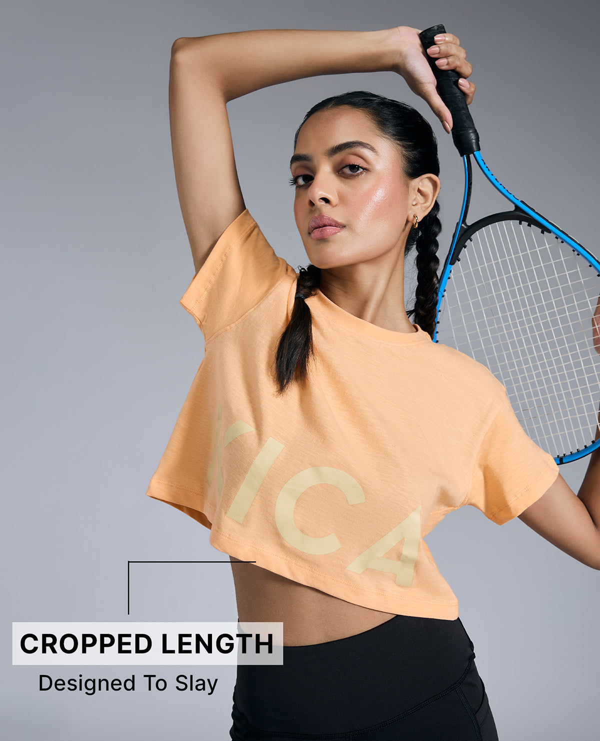 Kica Relaxed Fit Cotton Crop Top Orange
