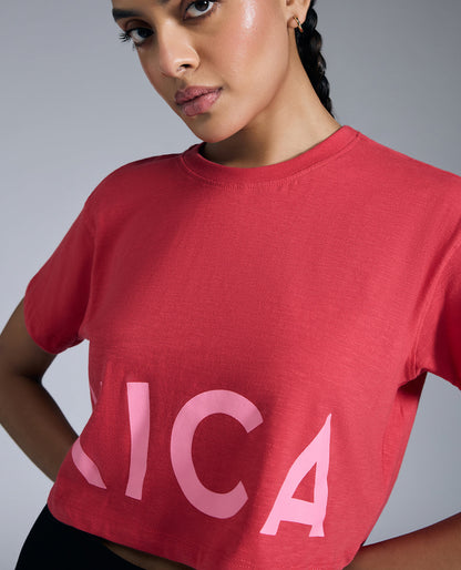 Kica Relaxed Fit Cotton Crop Top Red