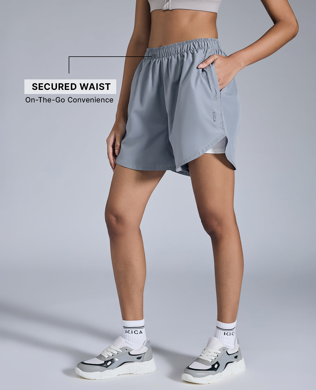 Kica Quick Dry Running Shorts Grey