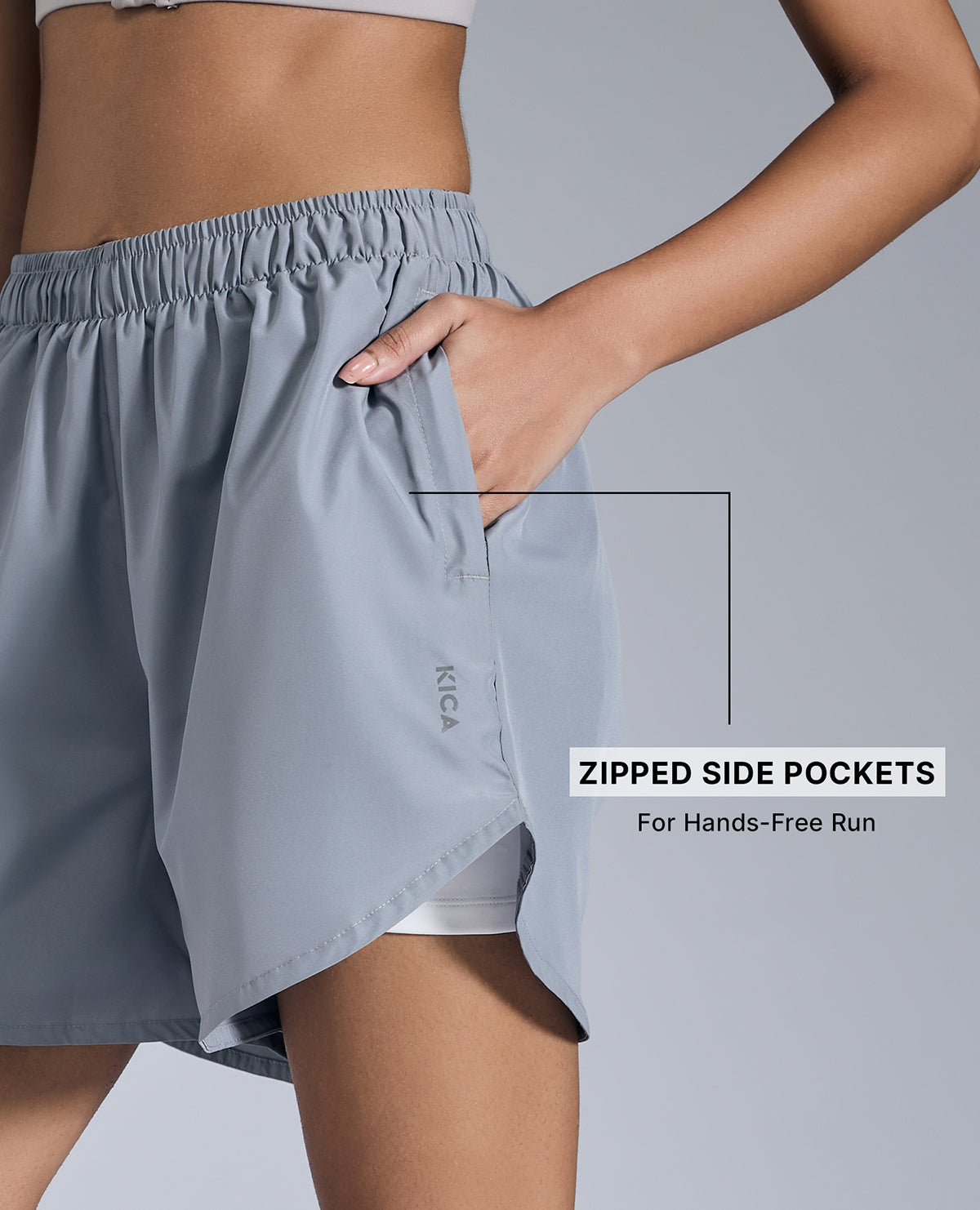Kica Quick Dry Running Shorts Grey