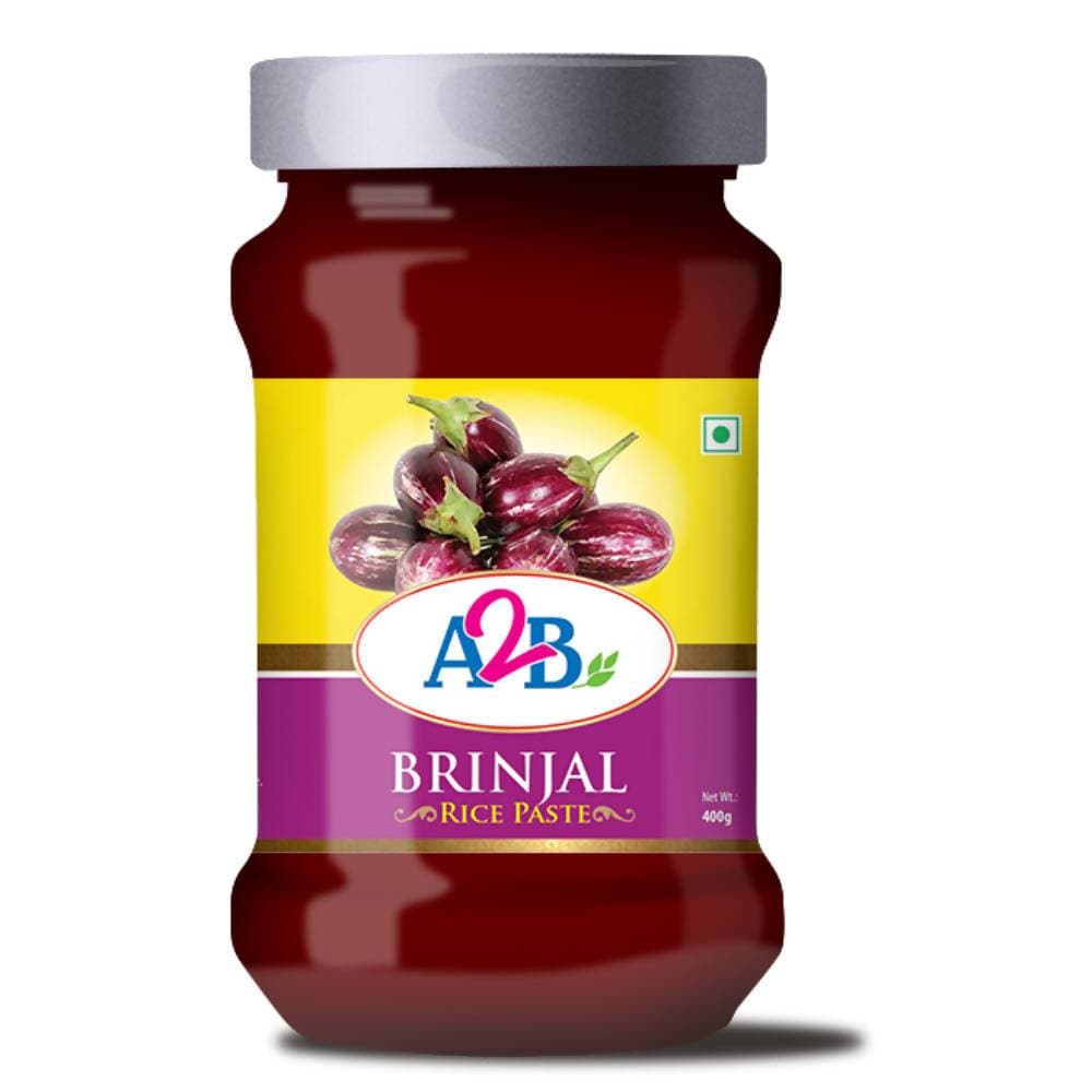 Jar of A&B Brinjal Rice Paste with a colorful label on a white background