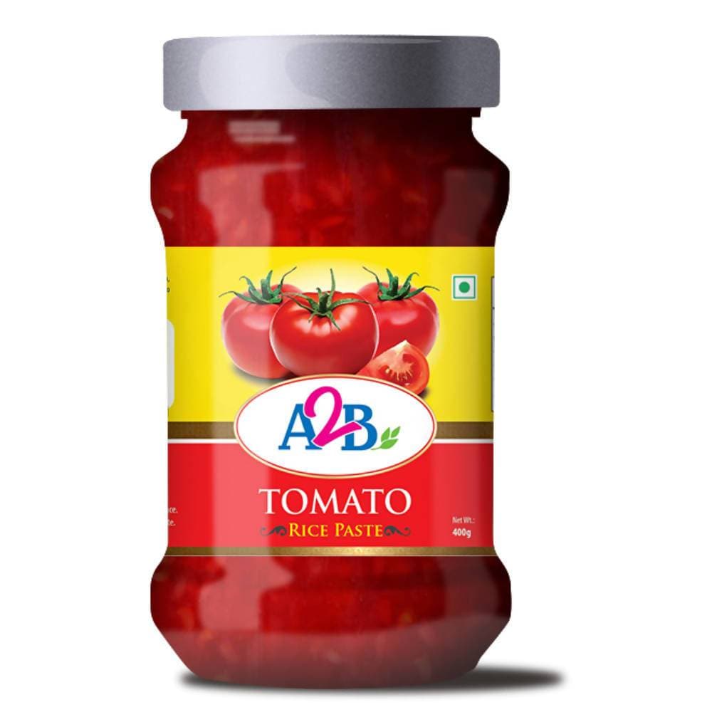 Jar of tomato rice paste with A&B logo on a white background